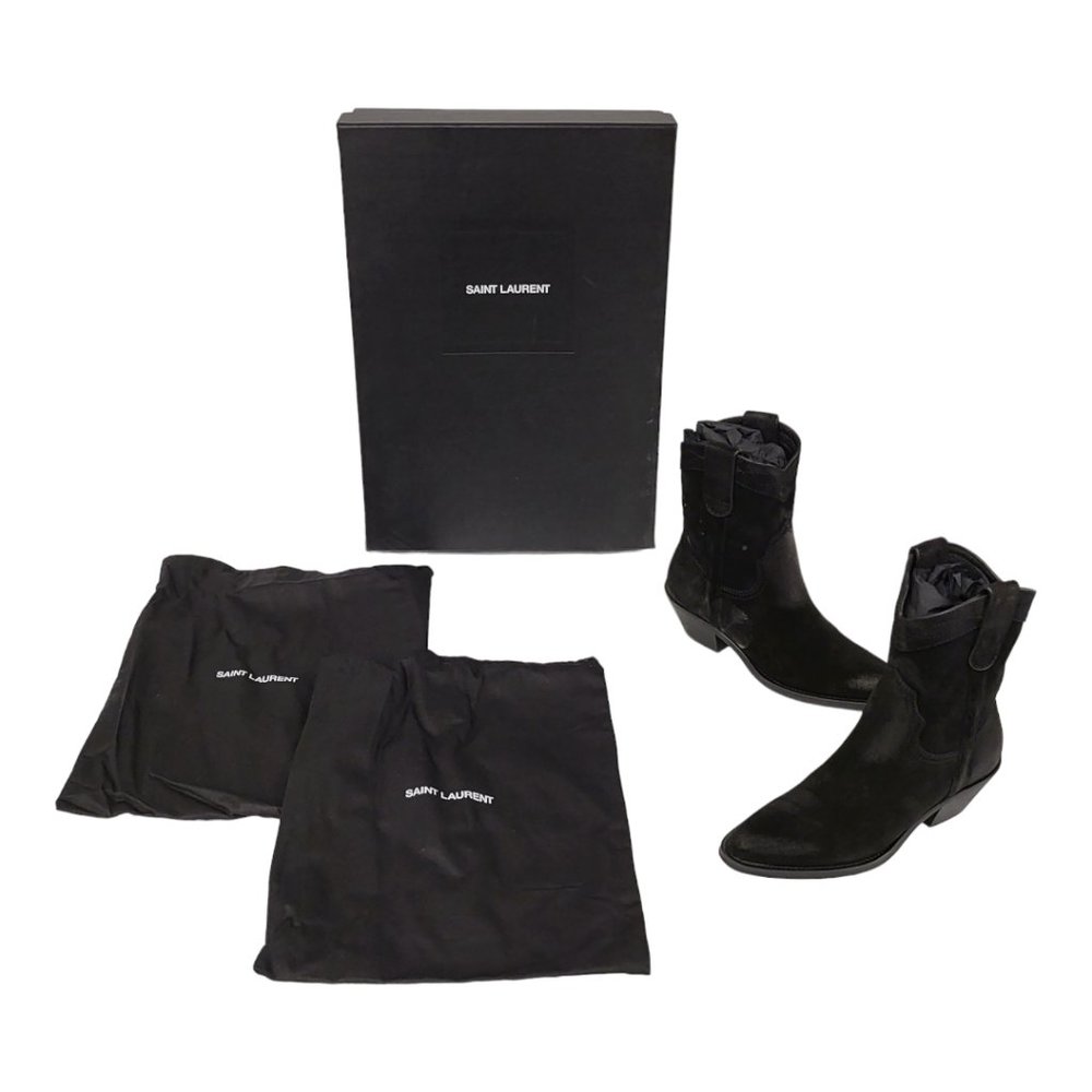NWT $1195 AUTHENTIC Saint Laurent YSL 37.5  US 7.5 Black Suede Eastwood 45 Weste